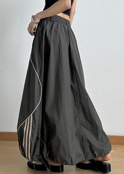 Casual Army Green Elastic Waist Drawstring A Line Skirts Summer