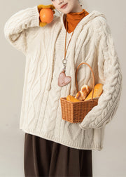 Casual Beige Hooded Knit Sweaters Three Pieces Set Fall