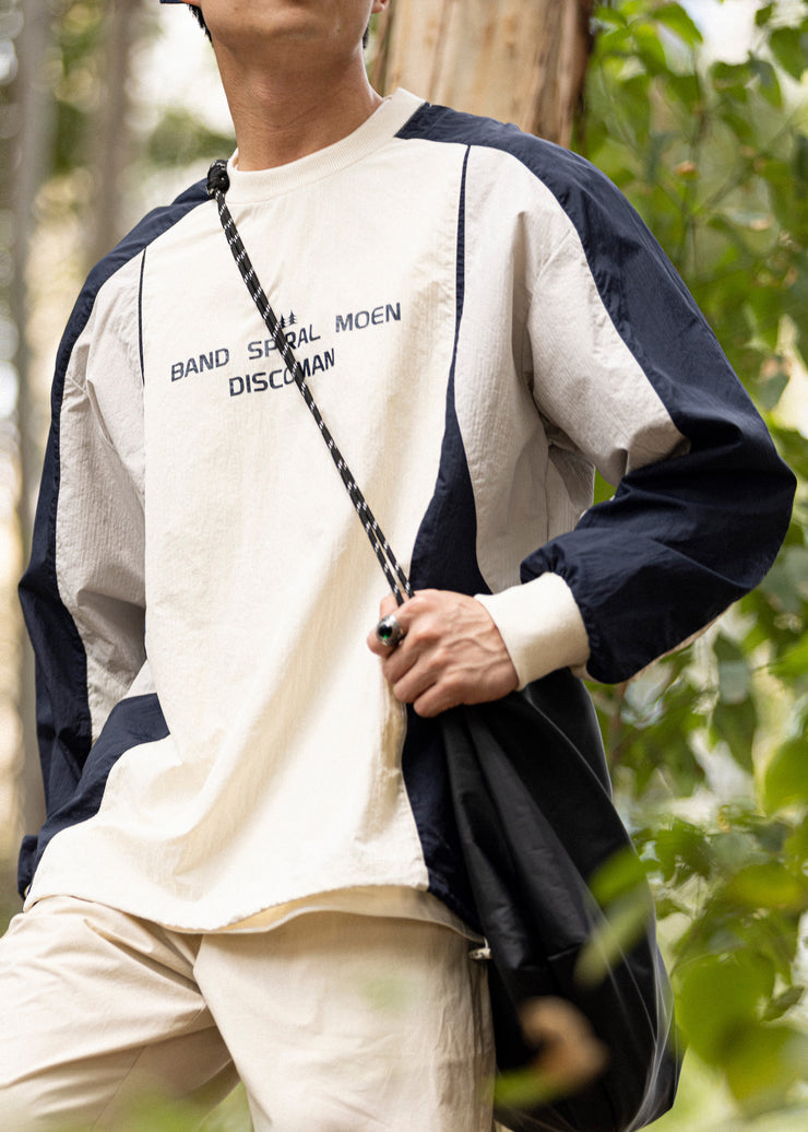 Casual Beige O Neck Letter Patchwork Cotton Mens T Shirts Spring