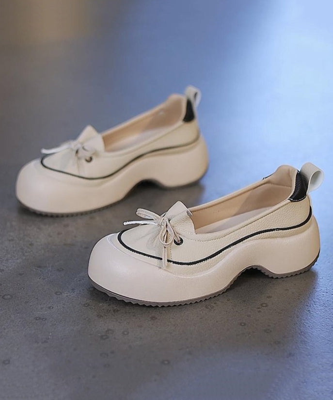 Casual Beige Platform Faux Leather Beautiful Splicing