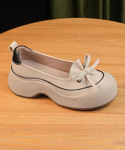 Casual Beige Platform Faux Leather Beautiful Splicing