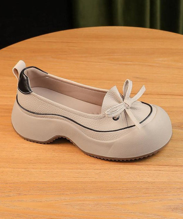 Casual Beige Platform Faux Leather Beautiful Splicing