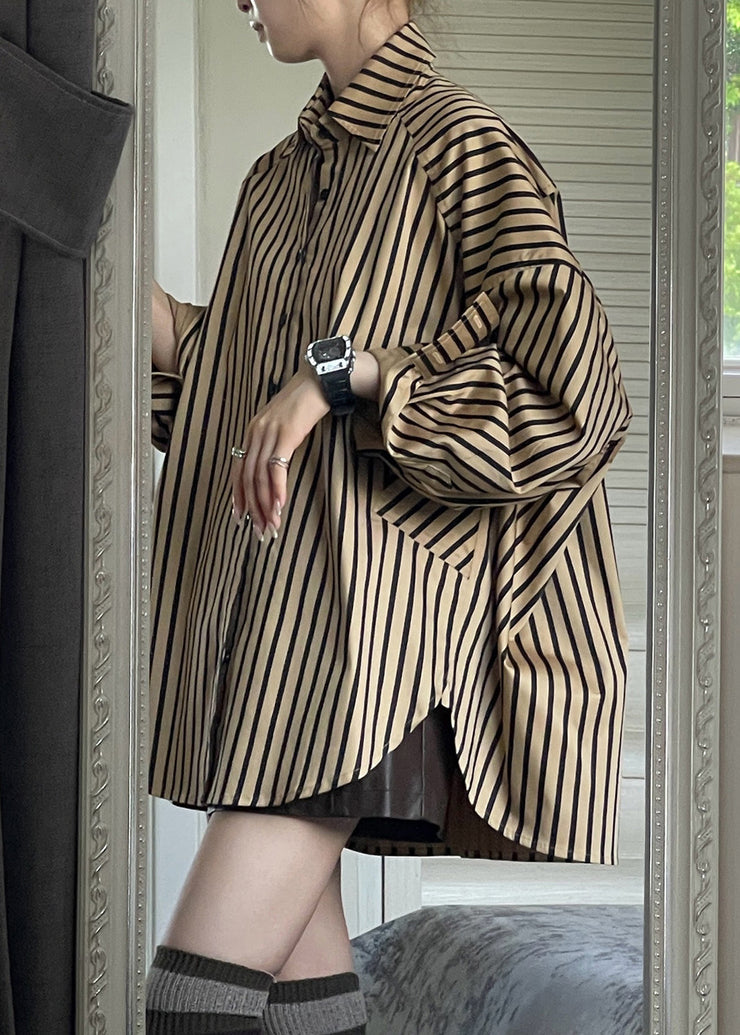 Casual Black Coats And Striped Shirts Two Piece Set Spring