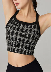 Casual Black Graphic Sports Bra Tank Top