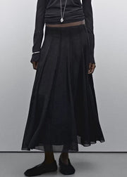 Casual Black High Waist Patchwork Draping Tulle A Line Skirts