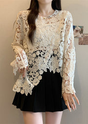 Casual Black O-Neck Asymmetrical Lace UPF 50+ Coat Spring