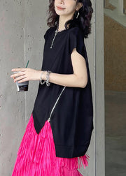 Casual Black O-Neck Zippered Top Summer