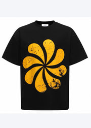 Casual Black Oversized Print Cotton Tanks Summer