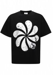 Casual Black Oversized Print Cotton Tanks Summer