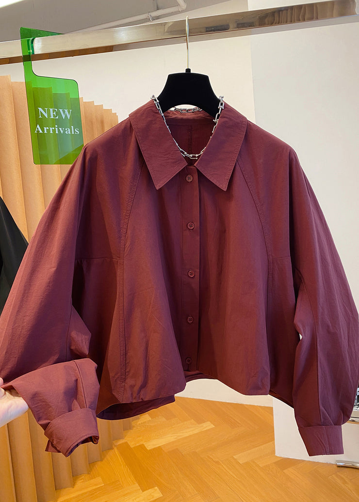 Casual Black Peter Pan Collar Button Cotton Shirts Fall