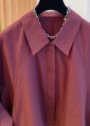 Casual Black Peter Pan Collar Button Cotton Shirts Fall