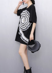 Casual Black Ruffled Patchwork Tulle Long Tops Summer