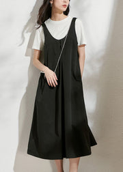 Casual Black U Neck Patchwork Long Dress Summer
