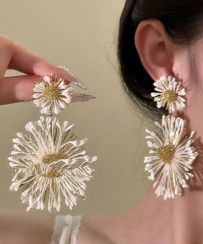 Casual Blue Copper Alloy Sunflower Drop Earrings