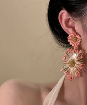 Casual Blue Copper Alloy Sunflower Drop Earrings