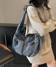 Casual Blue Denim Pockets Large Capacity Crossbody Bag
