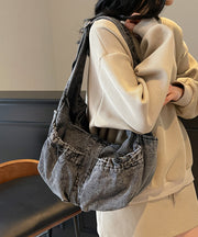 Casual Blue Denim Pockets Large Capacity Crossbody Bag