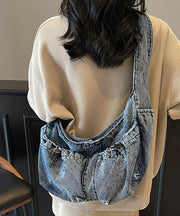 Casual Blue Denim Pockets Large Capacity Crossbody Bag