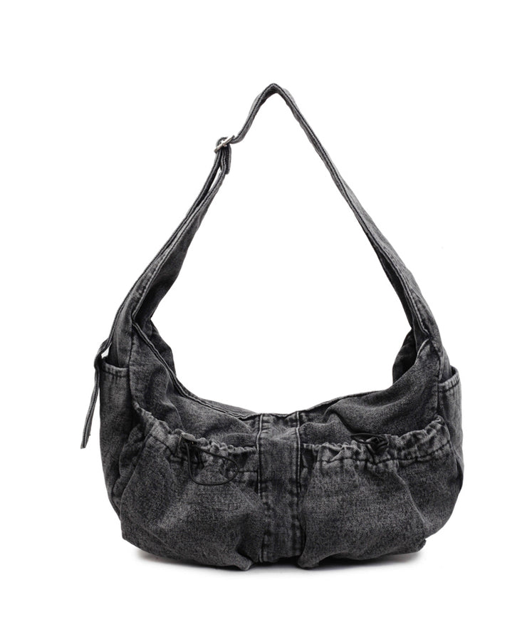 Casual Blue Denim Pockets Large Capacity Crossbody Bag