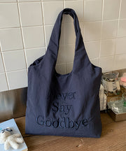 Casual Blue Embroideried Canvas Large Capacity Shoulder Bag