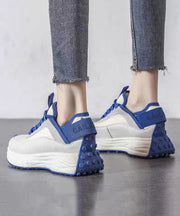 Casual Blue Lace Up Splicing Platform Shoes