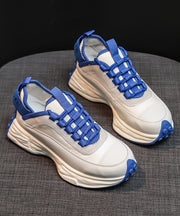Casual Blue Lace Up Splicing Platform Shoes