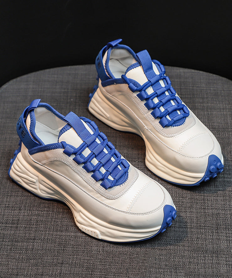 Casual Blue Lace Up Splicing Platform Shoes