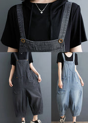 Casual Blue Oversized Denim Jumpsuits Summer