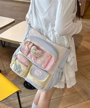 Casual Blue Pockets Large Capacity Shoulder Bag
