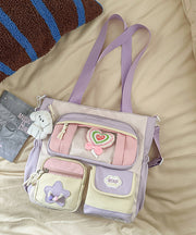 Casual Blue Pockets Large Capacity Shoulder Bag
