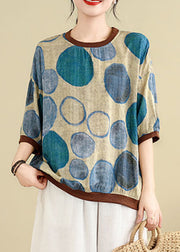 Casual Blue Print Top Bracelet Sleeve