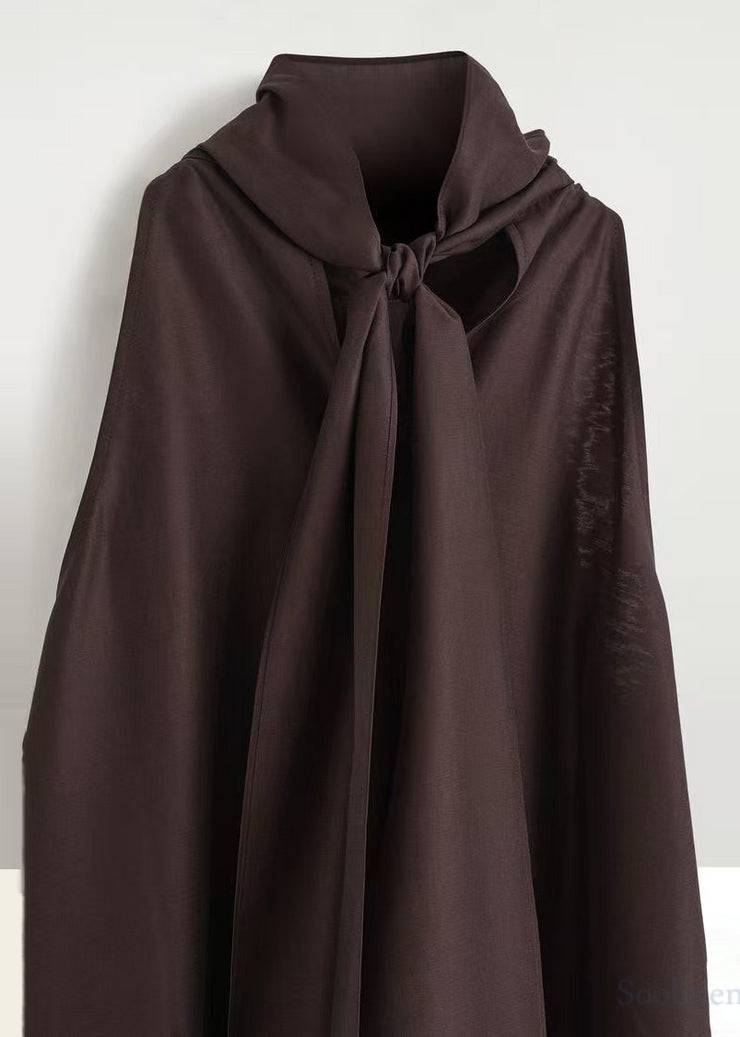Casual Brown Cold Shoulder Halter Dresses Summer