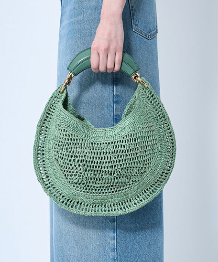 Casual Brown Hollow Out Round Shaped Faux Leather Tote Handbag