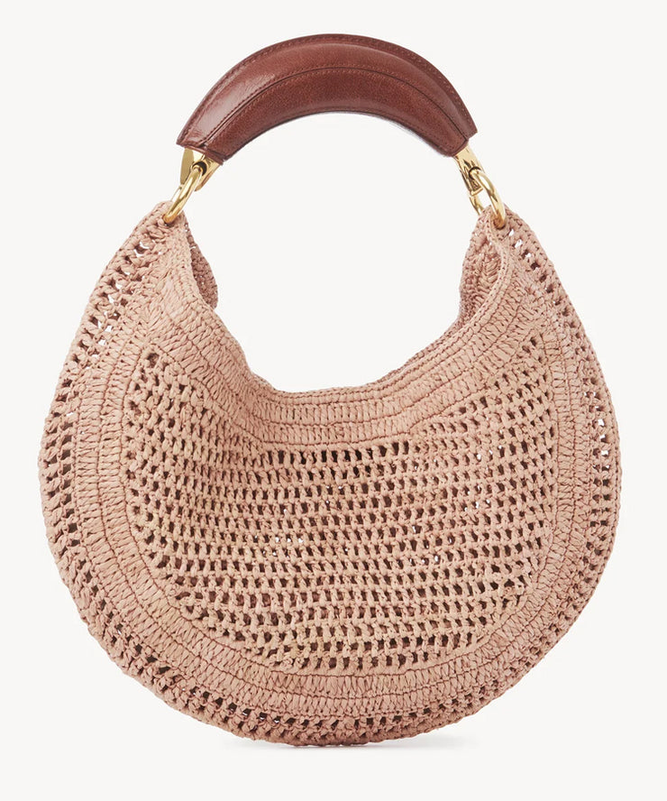 Casual Brown Hollow Out Round Shaped Faux Leather Tote Handbag