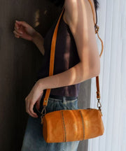 Casual Brown Rivet Solid Durable Leather Bucket Bag