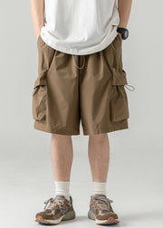 Casual Coffee Pockets Drawstring Cotton Men Shorts Summer