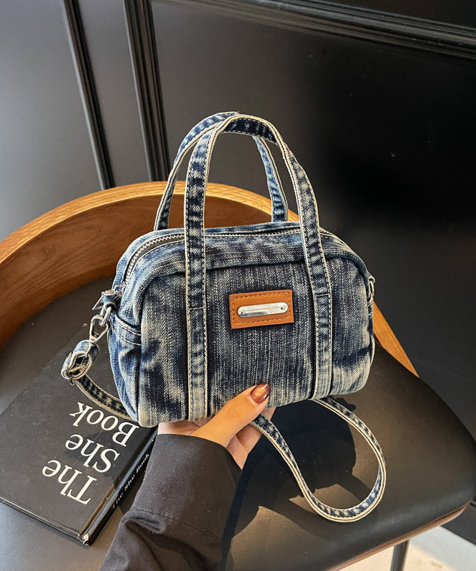 Casual Denim Blue Solid Durable CrossBody Phone Pouch
