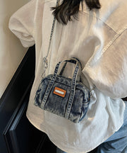 Casual Denim Blue Solid Durable CrossBody Phone Pouch