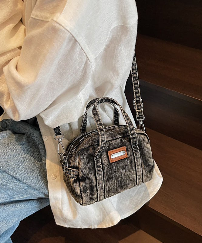 Casual Denim Blue Solid Durable CrossBody Phone Pouch