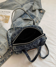 Casual Denim Blue Solid Durable CrossBody Phone Pouch