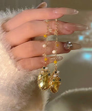 Casual Gold Copper Overgild Zircon Crystal Pearl Tassel Water Drop Drop Earrings