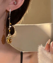 Casual Gold Copper Overgild Zircon Crystal Pearl Tassel Water Drop Drop Earrings