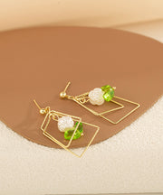 Casual Gold Copper Resin Square Geometry Drop Earrings