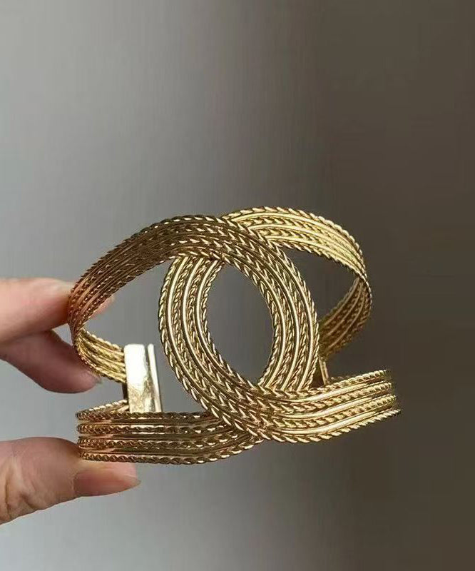 Casual Gold Metal Weave Hollow Out Cuff
