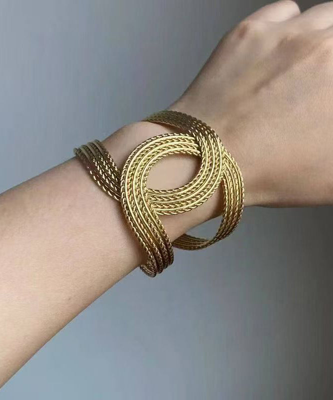 Casual Gold Metal Weave Hollow Out Cuff
