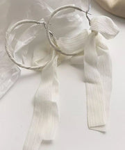 Casual Green Alloy Bow Ribbon Ribbon Hoop Earrings