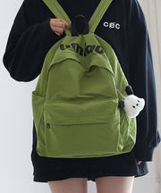 Casual Green Large Capacity Solid Durable Nylon Backpack Bag