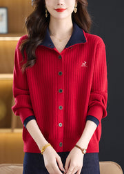 Casual Green Peter Pan Collar Button Cotton Knit Cardigans Fall