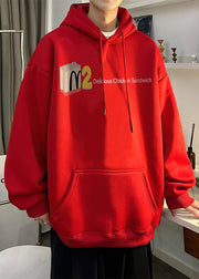 Casual Green Pockets Cotton Graphic Hoodie Men Spring