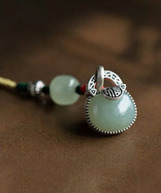 Casual Green Sterling Silver Jade Safe Lock Phone Chains